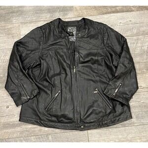 Women's Black Genuine Leather Quilted Moto Jacket Avenue Leather Glam Sz 22/24